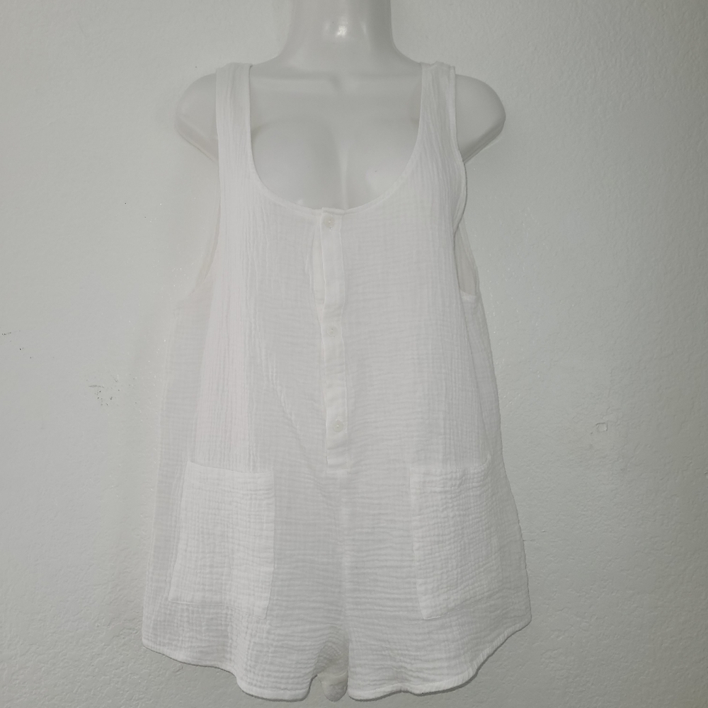 Xhilaration Juniors' Cover Up Romper Cream Size Small Front Pockets And …